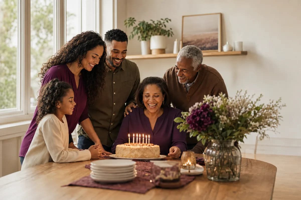 Family celebrating a birthday together